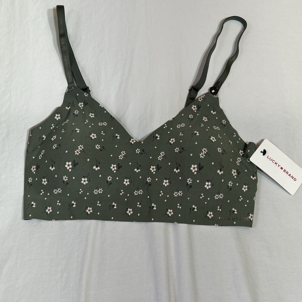 NWT Lucky Brand Bra Women's XL Blue Laser Lounge Wireless Seamless Adjustable